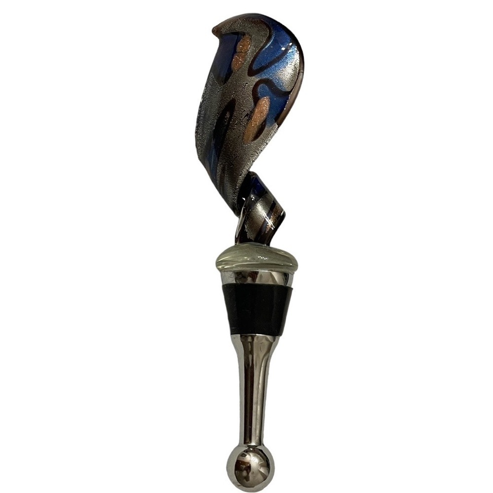 Glass wine stopper artisan twisted glass